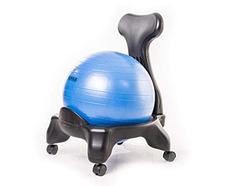 KIKKA ACTIVE CHAIR Blu Ergonomischer Stuhl mit aufblasbarem Ball, Bürostuhl oder Schreibtischstuhl mit Fitball von KIKKA ACTIVE CHAIR