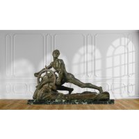 Bronzeskulptur „Marine Athlete", Signiert Von Alexandre Ouline. | Akt. 1918 - 1940 Des 20. Jahrhunderts von KIKOOYOUARTDECO