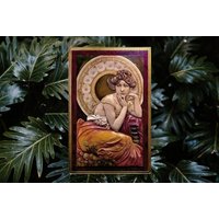 Reliefmalerei Aus Edelsteinen, Topas Nach Alphons Mucha von KIKOOYOUARTDECO