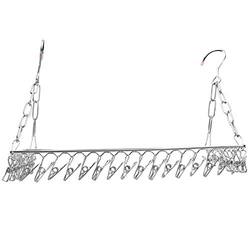 KIKYO Socken-Trockengestell, Edelstahl-Wäscheständer Socken Schuhe Kleiderbügel Organizer mit 36 Clips für Balkonfenster-Diebstahlschutznetz-Leitplanken KIKYO Socken-Trockengestell, Edelstahl-Wäscheständer Socken Schuhe Kleiderbügel Organizer mit 36 Clips für Balkonfenster-Diebstahlschutznetz-Leitplanken von KIKYO