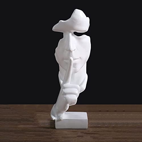 KILCVEM Denker Skulptur Deko Stille Ist Eine Golden Statue Moderne Abstrakt Kunst Figuren Resin Handgemachte Ornament FüR Wohnzimmer Office Desktop Dekoration, Weiß von KILCVEM