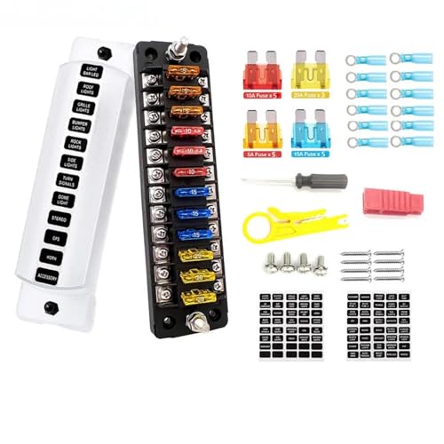 KILKCWFNH 12-32V 75A Fuse Box Holder 12 Ways for Auto Car Marine Truck Blade Fuse Block with Double Fuses(0612) von KILKCWFNH