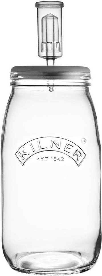 KILNER Fermentationsglas, Glas, Keramik, Silikon, (1-tlg), zum Fermentieren, 3 Liter, mit Rezeptbuch von KILNER