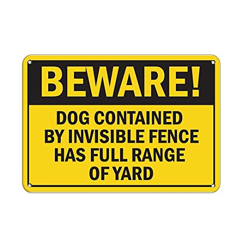 Metall-Blechschild "Beware! Dog Contained by Invisible Fence Full Range of Yard", 20,3 x 30,5 cm, dekoratives Aluminiumschild, Wandschild Metall-Blechschild "Beware! Dog Contained by Invisible Fence Full Range of Yard", 20,3 x 30,5 cm, dekoratives Aluminiumschild, Wandschild von KILSPU