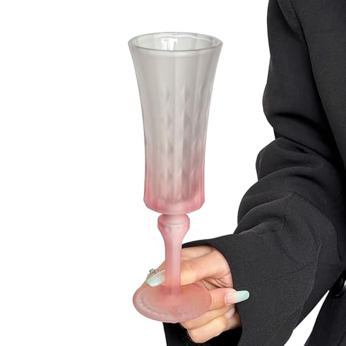 3 Stück - Chinesisches frisches Retro-Pulver, exquisit, mattiert, Farbverlauf, Glaskelch, mattiertes Farbverlaufspulver [Champagnerglas] von KILUOMUG
