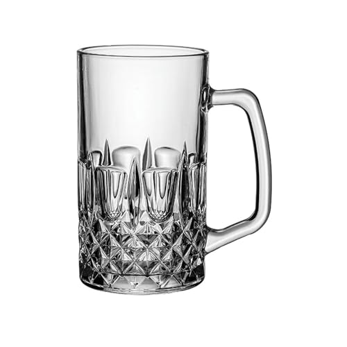 Einfaches, exquisites und langlebiges großes Fassungsvermögen, verdicktes praktisches Glas mit Griff, 22. starker Mannbecher, 1000 ml. von KILUOMUG
