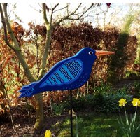Blauer, Wetterfest Handbemalter Gartenstecker Strandläufer "Krystian" Aus Holz, Bunte Gartendeko Für Den Balkon, Hauseingang O. Terrasse von KIMAMAdesign