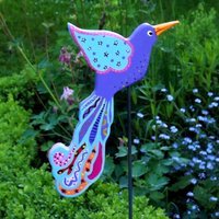 Gartenschmuck Paradiesvogel - Gartenstecker Aus Holz, Deko Terrasse Garten Und Balkon von KIMAMAdesign