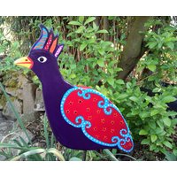 Outdoor Garten Deko , Wetterfester Pflanzenstecker Huhn, Schnepfe "Pepita", Handgertigt Mit Eisenstange, Gartenschmuck von KIMAMAdesign