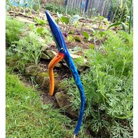 Vogel Geschnitzt Aus Ast Handbemalt, Deko Garten, Balkon Deko, Figur Hauseingang Lustig, Blumenstecker von KIMAMAdesign