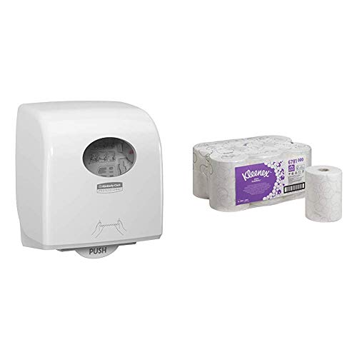 Kleenex Ultra Slimroll Rollenpapiertücher 6781 – 2-lagige Rollenhandtücher & Aquarius Slimroll Papierhandtücher Rollenspender 7955 – 1 x Papiertuchspender, weiß Kleenex Ultra Slimroll Rollenpapiertücher 6781 – 2-lagige Rollenhandtücher & Aquarius Slimroll Papierhandtücher Rollenspender 7955 – 1 x Papiertuchspender, weiß von KLEENEX
