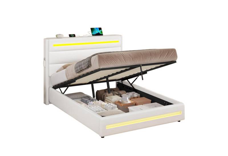 KIMENICH Polsterbett Doppelbett Hydraulisches Bett mit Stauraum und Lattenrost (1-tlg., Ohne Matratze), Jugendbett Bettgestell 140X200cm von KIMENICH