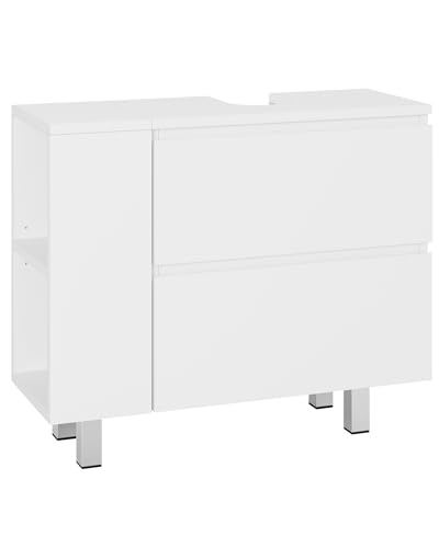 KIMENICH Waschbeckenunterschrank, Badezimmerschrank mit 2 großen Schubladen, Transformierbarer Unterschrank, Verstellbare Ablage, Viel Stauraum, 80 * 30 * 66cm, Weiß von KIMENICH