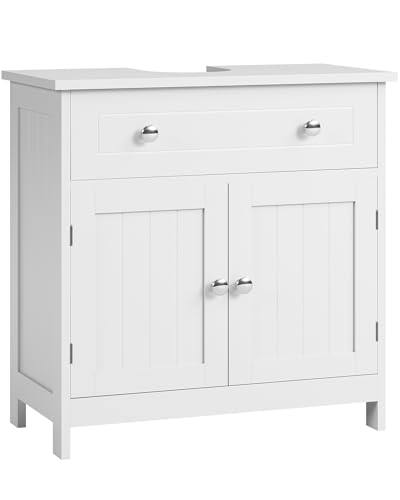 KIMENICH Waschbeckenunterschrank, Unterschrank, Waschbecken mit Unterschrank, Badezimmerschrank mit 2 Türen, Badschrank, 60 x 30 x 60 cm, Weiß von KIMENICH