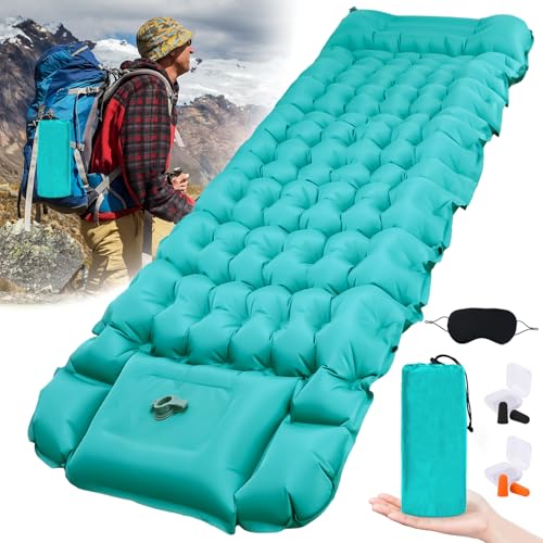 KIMIGO Camping Isomatte Selbstaufblasend,Kleines Packmass,Camping Matratze,Aufblasbare Isomatte,Isomatte Outdoor mit Integrierten Kopfkissen & FußPresse Pumpe,für Zelt,Wandern von KIMIGO