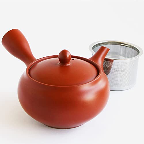 Kyusu Teekanne Tokoname Yaki rot – hergestellt in Japan – 350 ml Fassungsvermögen | Japanischer Tee KIMIKURA (herausnehmbarer feinmaschiger Filter) von KIMIKURA