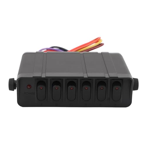 6 Gang Rocker Switch Box Automotive Kippschalter Panel DC12V zu 24V 40Amp Wasserdicht für Auto Boot RV SUV UTV (Rot) von KIMISS