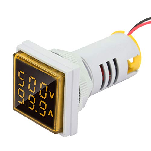 Amperemeter Schalttafelmontage 12 Volt Amperemeter Hall-Effekt-Sensor Kunststoff-LED-Digitalanzeige Wechselspannung Stromzähler-Anzeige 22 Mm 0 100 A Meter-Anzeige (rot) (Gelb) von KIMISS