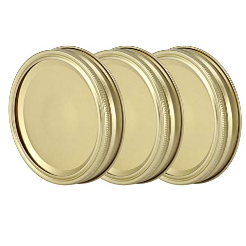Deckel für Einmachgläser, Geteilte Verschlusskappen aus Metall, Runde Eisenkappen Zum Einmachen – Verpackt in Einer Box (10 Stück Weißblech-Standardmund 70 mm goldene) von KIMISS