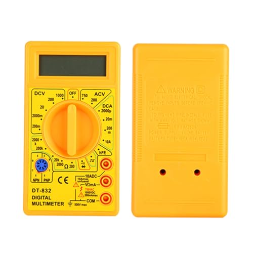 Digital-Multimeter Handheld-Multimeter Kunststoff Gummi Dt 832 Handheld-Taschen-Digital-Multimeter AC DC Spannung Strom Widerstand Tester mit Summer (Gelb) von KIMISS