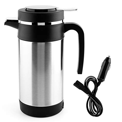 KIMISS 1000ML Auto Wasserkocher, Edelstahl 12V Auto Heizung Tasse Kaffee Tee Thermoskanne Wasser Heizung Tasse Reisewasserkocher von KIMISS