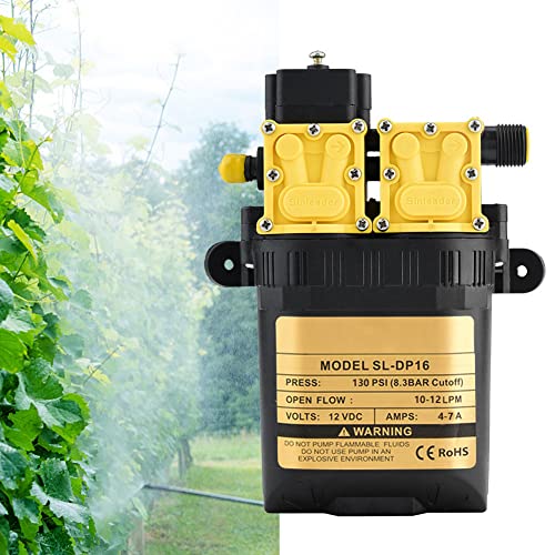 KIMISS 12 V Hochdruck Elektrische Wassersprühpumpe für Landwirtschaft-Stahl und ABS Gegossene Wärmeableitungen, Doppelkernleistung, Durchflussrate 7-9lpm von KIMISS