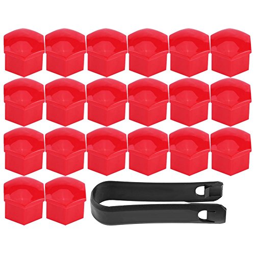 KIMISS 20Pcs 17mm Radschraubenkappen,Radmutter Bolzenschutz ABS Radmutter Abdeckung mit Schwarze Klammer(Rot) von KIMISS