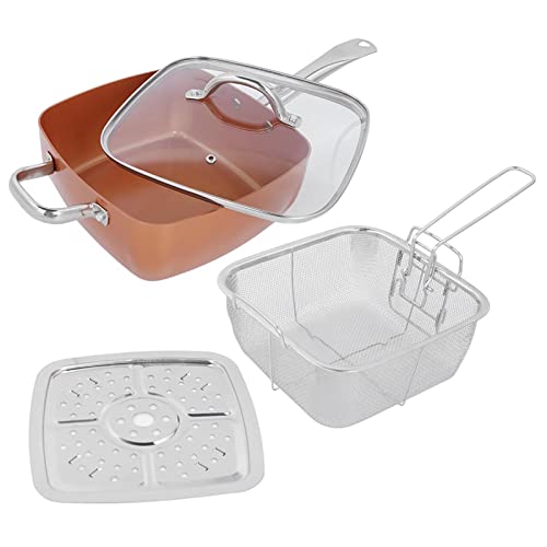 KIMISS 4pcs Edelstahl Nicht -Stall -Bratpfanne Set Multifunktional Quadrat Topf mit Glasdeckel und Dampfplatte für Küchenkochanforderungen von KIMISS