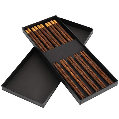 KIMISS 5 Paare C Se Style -Holz -Stäbchen Set Handgefertigtes Umweltfreundliches Tabellengeschirr für Familie und Freunde (Hühnchenwenge Fünf-Pair-Geschenkbox) von KIMISS