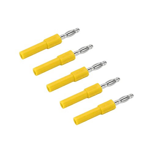 KIMISS 5pcs 4mm Bananenstecker -Adapter Starke Konnektivität Gute Leitfähigkeit 4 Mm Bis 2mm Conversion Bananenstopfen (YELLOW) von KIMISS