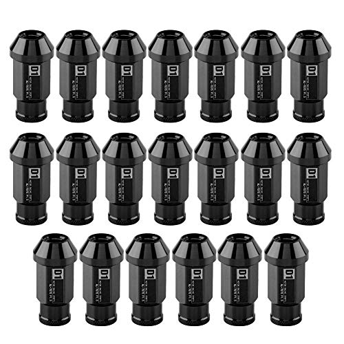 KIMISS Aluminium Autoreifenschraube, 20Pcs Radmuttern sichern Racing Radmutter M12X1.5 (Schwarz) von KIMISS