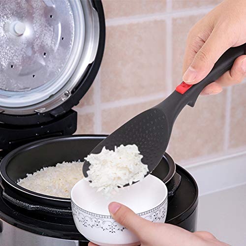 KIMISS Anti -Schlupf -Silikon Griff Reislöffel Ergonomische Küchenutensilie Zum Kochen, Servieren und Schöpfen Essentielles Home Table Geschirr (Reislöffel) von KIMISS