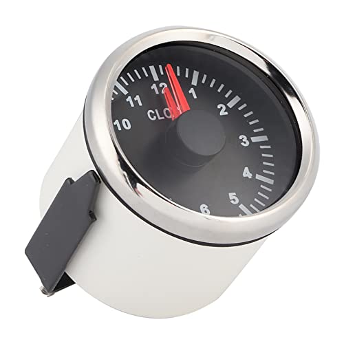 KIMISS Clock Meter Gauge 2in Universal 0-12 Hourmeter Clock Instrumententafelanzeigen Anzeige Rote Hintergrundbeleuchtung 12V / 24V für Auto-Boot-Yacht(Zurück) von KIMISS