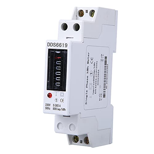 KIMISS DDS6619-001 Einphasen-Energie-Messgeräte DIN Rail 1p Haushalt DDS6619001 Digitale Strommonitore-Geräte 230 V Verbrauch Monitor DIN KWH Elektrizitätsverbrauch (DDS6619-001-5 (60) a) von KIMISS