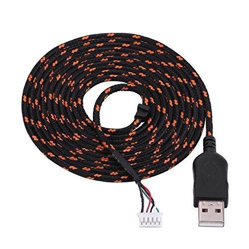 KIMISS Draht für Steelseries Kana Mouse Line für Steelseries Kana Mouse 2,2 Meter USB-Kabel Wire Line Ersatz für Steelseries Kana Mouse Schwarz Weiß (schwarz orange) von KIMISS