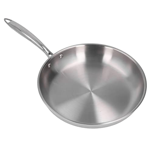 KIMISS Edelstahl-Bratpfanne, Verdickte 304-Omelettpfanne, Edelstahlpfanne mit Deckel, 30 Cm, Großes Set, 32 Cm, Unbeschichtete 3-Schichten-Pfanne Zum Kochen, 11,02-Zoll-Pfannen, Topfgriff (30cm) von KIMISS