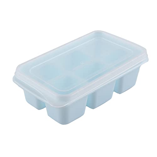 KIMISS Eisschalen -Lebensmittelqualität PP mit Deckel - Einfaches Reinigungsstapeldesign, Weiche 11,5 X 7 X 4 Cm Kompakte Eiswürfelschale für den Gefrierschrank (Blau und weiß) von KIMISS