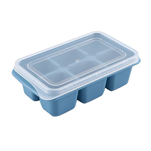 KIMISS Eisschalen -Lebensmittelqualität PP mit Deckel - Einfaches Reinigungsstapeldesign, Weiche 11,5 X 7 X 4 Cm Kompakte Eiswürfelschale für den Gefrierschrank (hellblau) von KIMISS