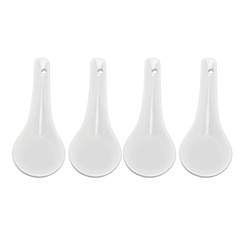 KIMISS Eleganter Keramik-Suppen-Löffel Set-Griff Design, Glänzende Porzellan-Ramen, Wonton, Pho und Knödel-4-Pack Stilvoller Chinesischer Suppenlöffel von KIMISS