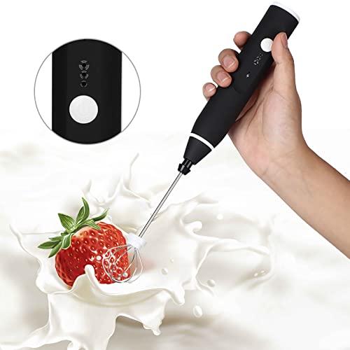 KIMISS Elektrischer Automatischer Eierschlägermischer & Milch -Frother - 3 Geschwindigkeitsverstellbarer Mixer mit USB Ladung Schwarz von KIMISS