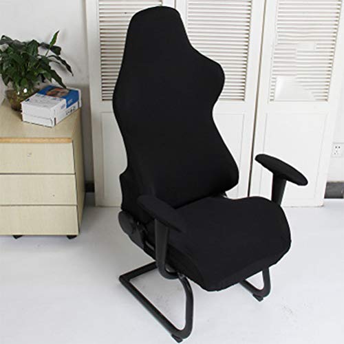 KIMISS Ergonomische Stretch Stuhl Cover für Gaming- und Bürotiele - Abzüge mit Elastischen Trägern, Reißverschluss und Waschstoff Passt zu den Meisten Stühlen Im Rennstil. (Black) von KIMISS