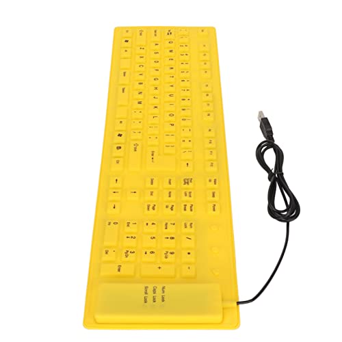 KIMISS Faltbare Tastatur Silikon-Tastatur Faltbare Silikon-Tastatur Silikon Faltbare Silikon-Tastatur 108 Tasten Silikon Faltbare USB-Kabel Wasserdicht Mute Typing Vollständige (Gelb) von KIMISS