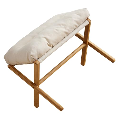 KIMISS Faltbarer Fußhocker mit Weichem Kissen, X Bein Moderner Multifunktionaler Fußruhe Wohnzimmer, Schlafzimmer, Stilvoller und Fußstütze -Ottomane (Beige) von KIMISS