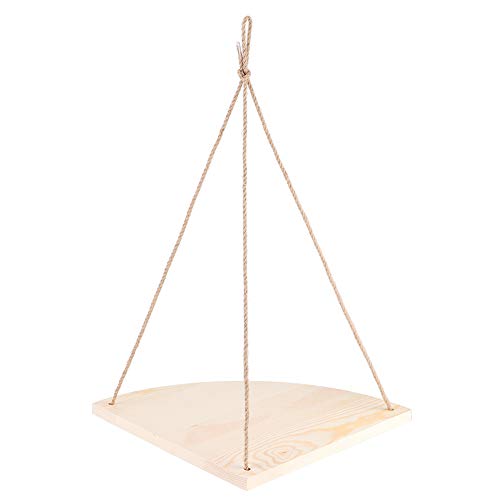 KIMISS Fanshaped Wand Hängend, Fächerförmige Wandregal Multi -Layer Punch Hanf Seil Holz Display Eckregal Schwimmende Regale Partition Montiertes Holzbrettlüfter Retro Farbe Original Original von KIMISS