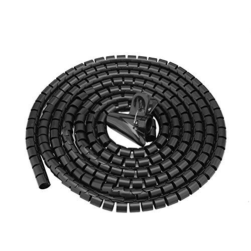KIMISS Flexibler Spiralschlauch, Drahtwickel-Kabelschutz, Kabelmanagement-Spirale, Kabel-Organizer, Aufbewahrung, Schwarz, 3,0 M X 16 Mm (Schwarz) von KIMISS