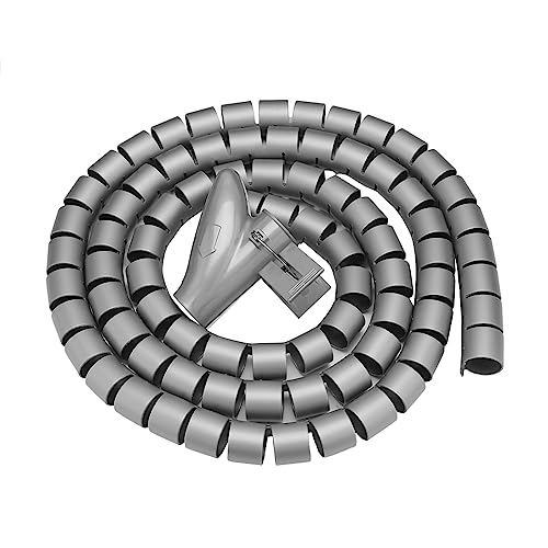 KIMISS Flexibler Spiralschlauch, Drahtwickel-Kabelschutz, Kabelmanagement-Spirale, Kabel-Organizer, Aufbewahrung, Schwarz, 3,0 M X 16 Mm (Silber) von KIMISS