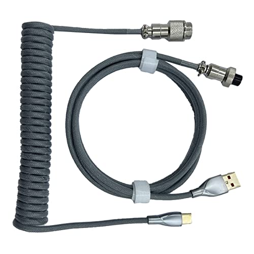 KIMISS Gaming -Tastaturkabel - Mechanische Tastaturverbindung für Spiele Einziehbares Dauerhaftes USB Kabel (Silbergrau) von KIMISS