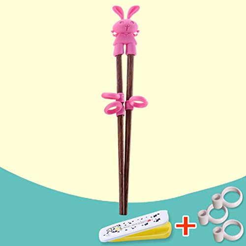 KIMISS Kinderlernen Lernen von Essstäbchen für und Mädchen - Cartoon -Trainingspunkte für Rechte oder Linkshändige , Sicher und Toxisch, Einfach zu Bedienen (Pink Blau) von KIMISS