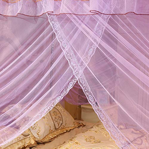 KIMISS Luxusprinzessin Vier Eckpfostenbettdopie mit Mückennetz - Elegantes Spitzengestaltung, DREI Seitenöffnungen - Ideal für die Schlafzimmerdekoration (180 * 200 * 200) von KIMISS