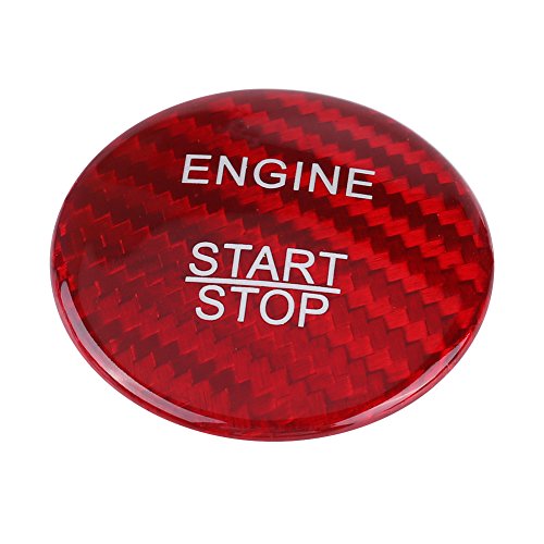 KIMISS Motor Start Stop Taste Abdeckung Trim,Auto Startknopf Abdeckung Rot Kohlefaser Motor-Start für W176 W246 W205 X253 X156 C117 (Rot) von KIMISS